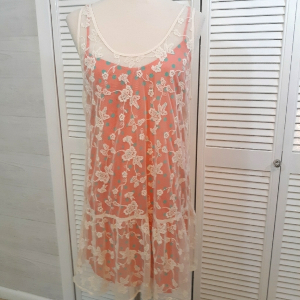 Flying tomato polka dot lace dress sz LG *D